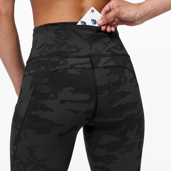 Lululemon Fast and Free Crop 19" Leggings 4 Incognito Camo Running Athletic Gym - Picture 9 of 15